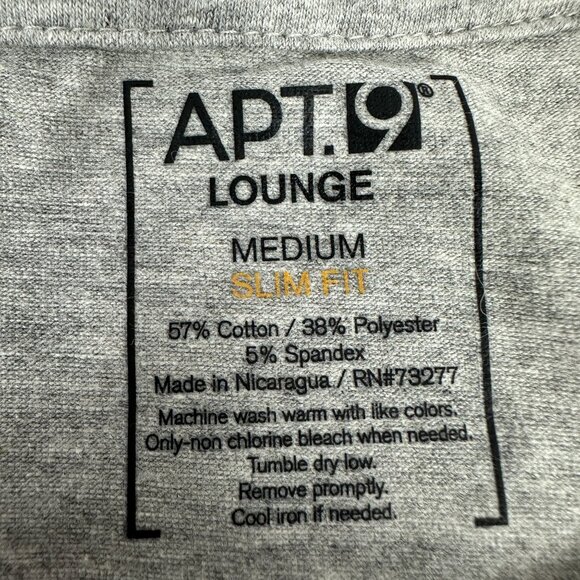APT 9 Lounge Slim Fit T-Shirt Medium Gray Mens Tee - Picture 3 of 3
